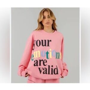 Mayfair The Label Pink Your Emotions Are Valid Oversized Sweatshirt One Size